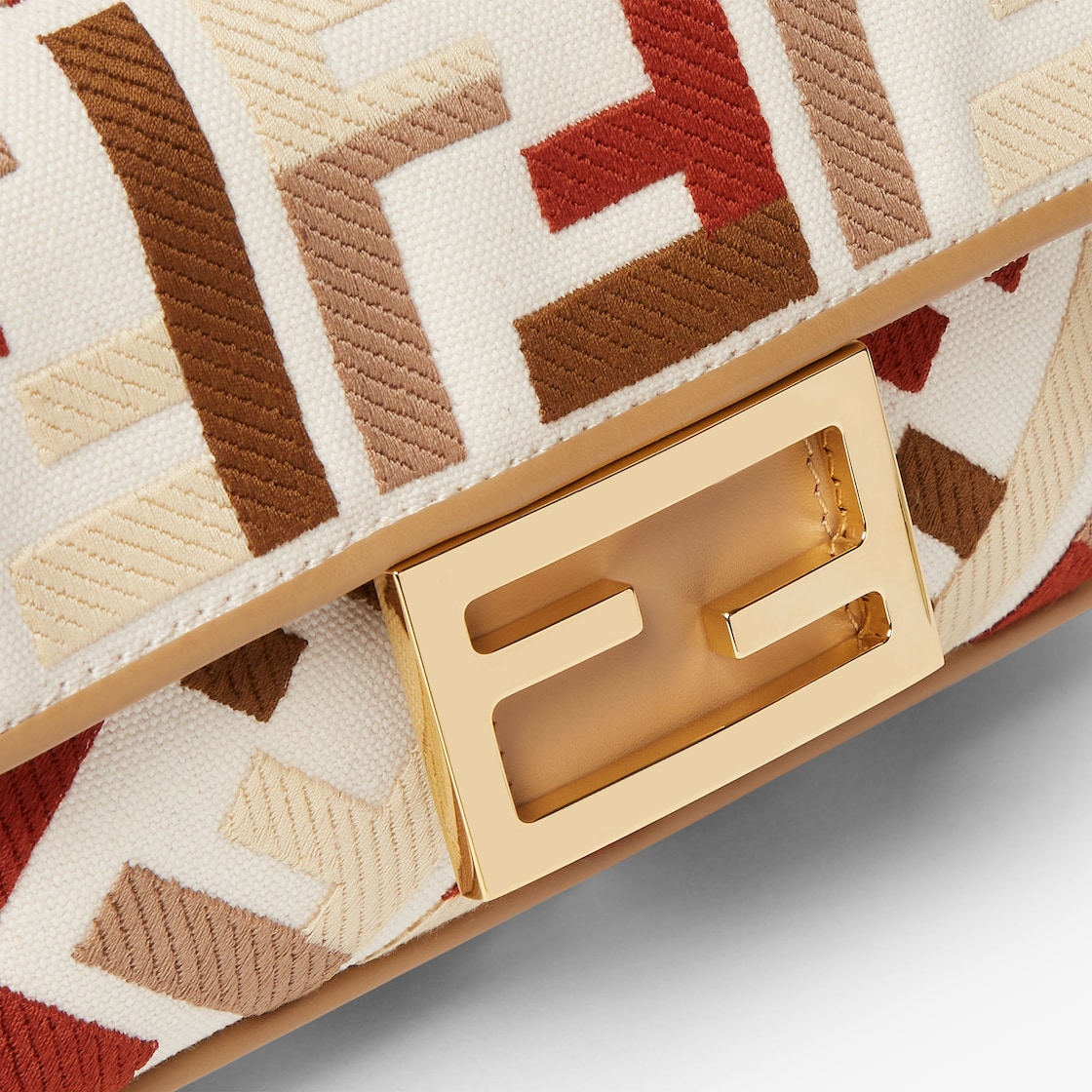 FENDI Baguette® Mini Canvas bag with multicolor FF embroidery - Image 3